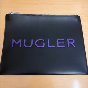 Mugler Black Pouch with Purple Raised Logo cosmetic pouch